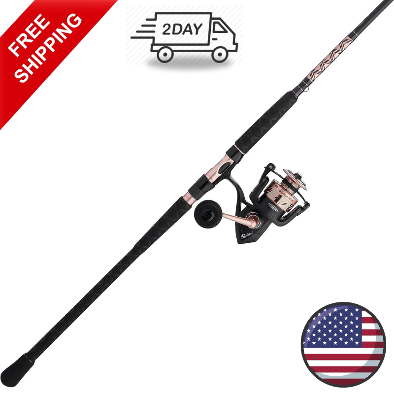 PENN Passion II Spinning Reel and Fishing Rod Combo, Black/Rose Gold, 2000 Size