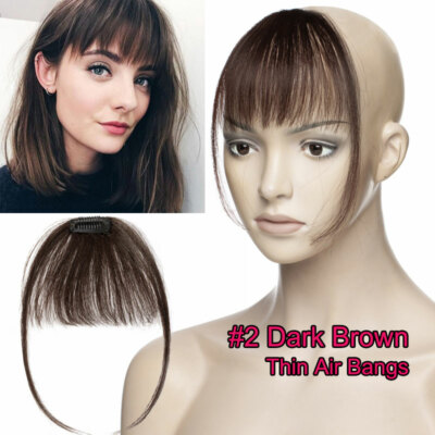 Thin/Thick Fringe Bangs 100% Real Remy Human Hair Extensions Clip In Hairpiece w