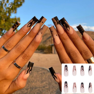 24PCS False Nail Press On Nails Nails Extension Full Cover French Baller  