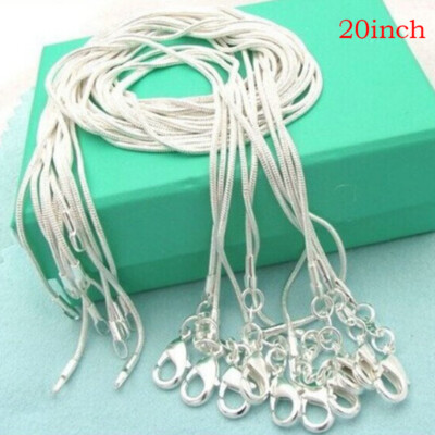 5/10Pcs 925 Silver Solid 1MM Snake Chain Necklace For Pendant Jewelry Wholesale
