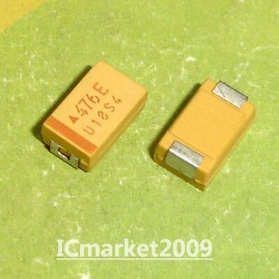 10 PCS 47UF/25V D 7343-31 Type   Chip Tantalum capacitor 476E 25V 47UF B   #T9*