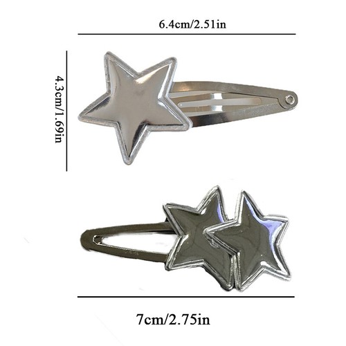 Star PU Hair Clip Metal Bobby Pin Hair Accessories Silver BB