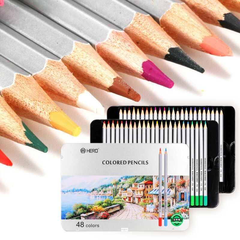 Premium Oil Based Classic Colored Pencil Set - Soft Wax Core - 48-Count Gift&Bag