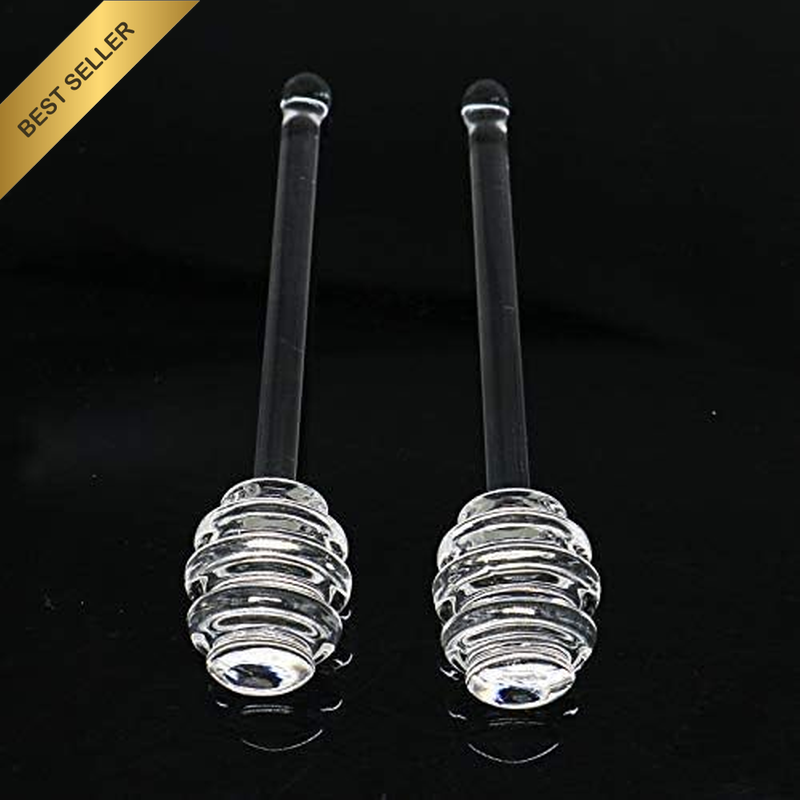 2 Pcs 6 Inch Glass Honey Dipper Sticks Spoon for Jar Pot Containers