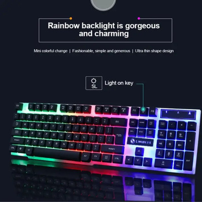 Mechanical Gaming Keyboard-Wired, Colorful Backlit, Medium Size, for PC and Lapt