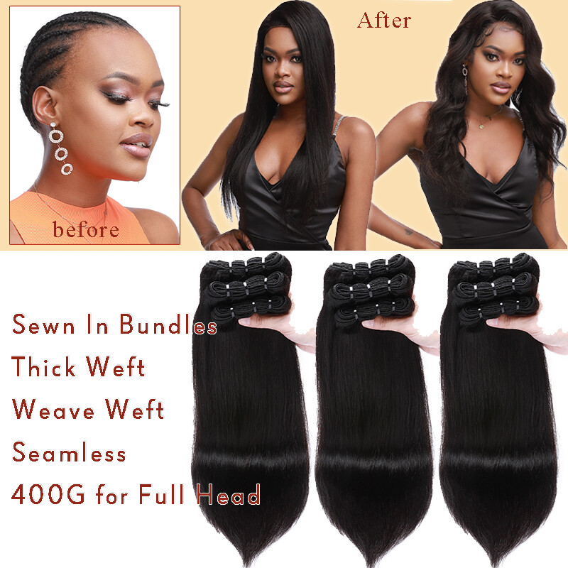 Sew In Virgin Human Hair Extensions Bundles Weft Real Remy Weaves Double Weft