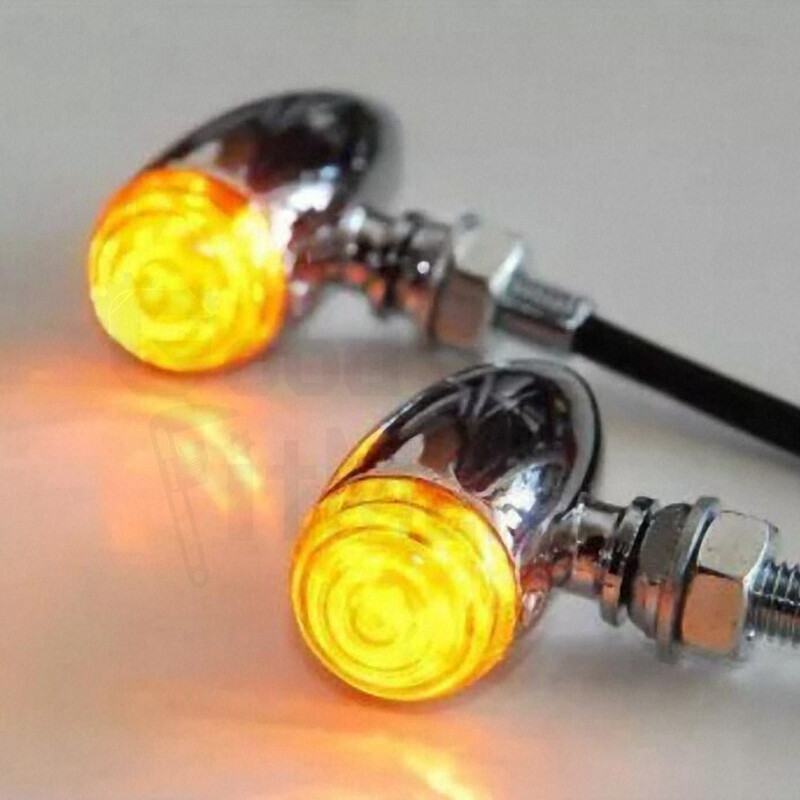 2Pcs Chrome Motorcycle Bullet Turn Signal Light Amber Brake 