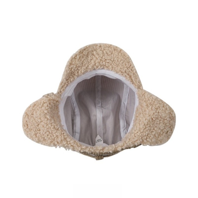 Damen Winter Warme Cord Kappe Mit Ohrklappen Aviator Pilot Beige Khaki