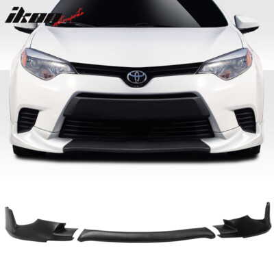 Fits 14-16 Toyota Corolla Base L LE Sport Style 3PCS Front Bumper Lip Spoiler PU