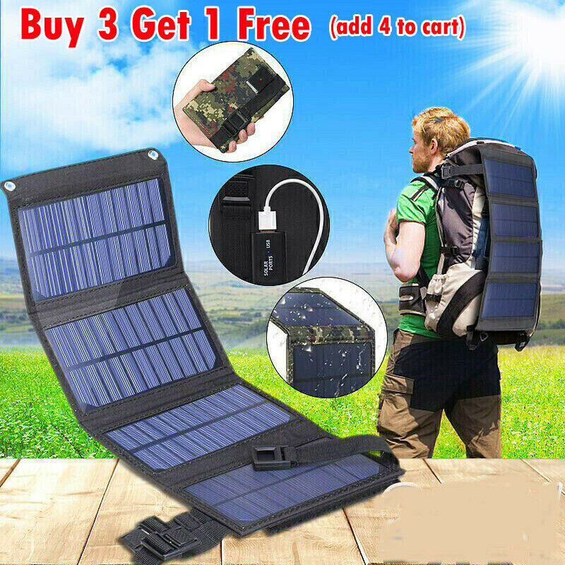 100W Solar Panel Folding Power Bank Outdoor Camping Phone Battery USB Charger