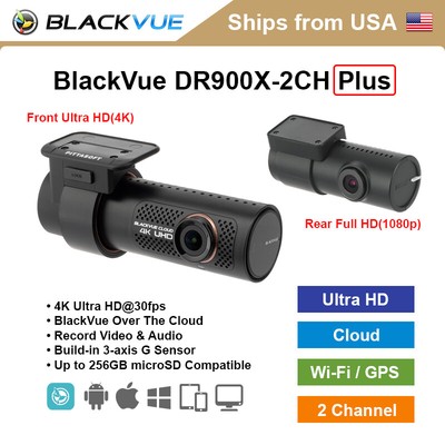 BlackVue 2 Channel DR900X-2CH Plus 256GB 4K Ultra HD WiFi GPS Dashcam