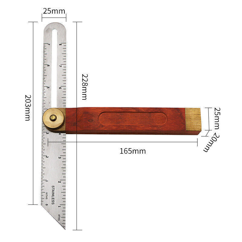 Adjustable Bevel Angle Ruler Sliding Gauge Detector Wood Marker Measuring Tool