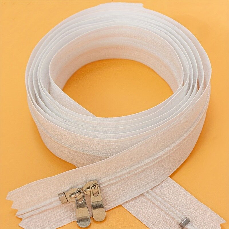 5pcs Bianco Nylon Cerniera Doppio Cursore Zip Cucito Artigianato Fai da Te per