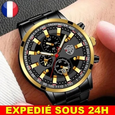 ✅ Montre Deyros Acier Inoxydable Homme Bracelet Quartz Idée Cadeau Bijoux Doré