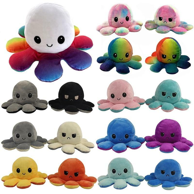 Reversible Emotion Soft Octopus Stuffed Plush Reversible Plush Pillow Doll Baby | eBay