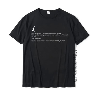 Funny Blue Screen Of Death BSOD Crash Nerd Computer Costume Top T-Shirts