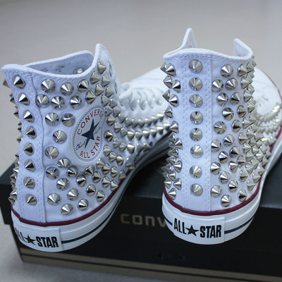 Pre-owned Converse Genuine  All-star With Studs Sneakers Sheos White