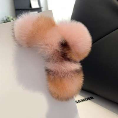 16cm Large Plush Hair Claw Crab Natural Rabbit Fur Hair Clip Fluffy Multicolor 