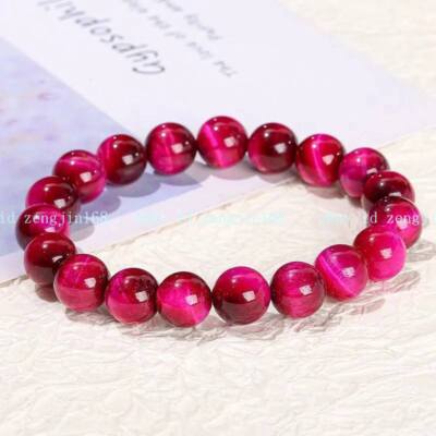 Hot Pink Tiger Eye 8mm Beads Healing Balance Chakra Gemstone Stretchy Bracelet