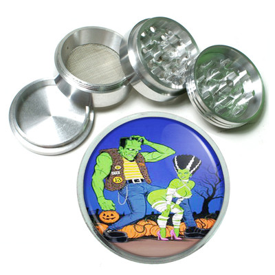 Frankenstein Bride Monster Metal Silver Aluminum Grinder D162 63mm Herb