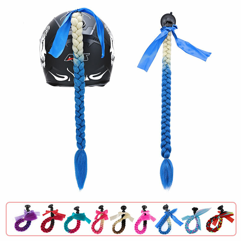 NEW Motorcycle Helmet Braid Ponytail Gradient Ramp Helmet Braiding Pigtail Women