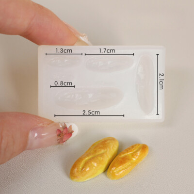 2PC 1:12 Scale Dollhouse Miniatures Food Biscuit Bread Silicone Mold Groceries