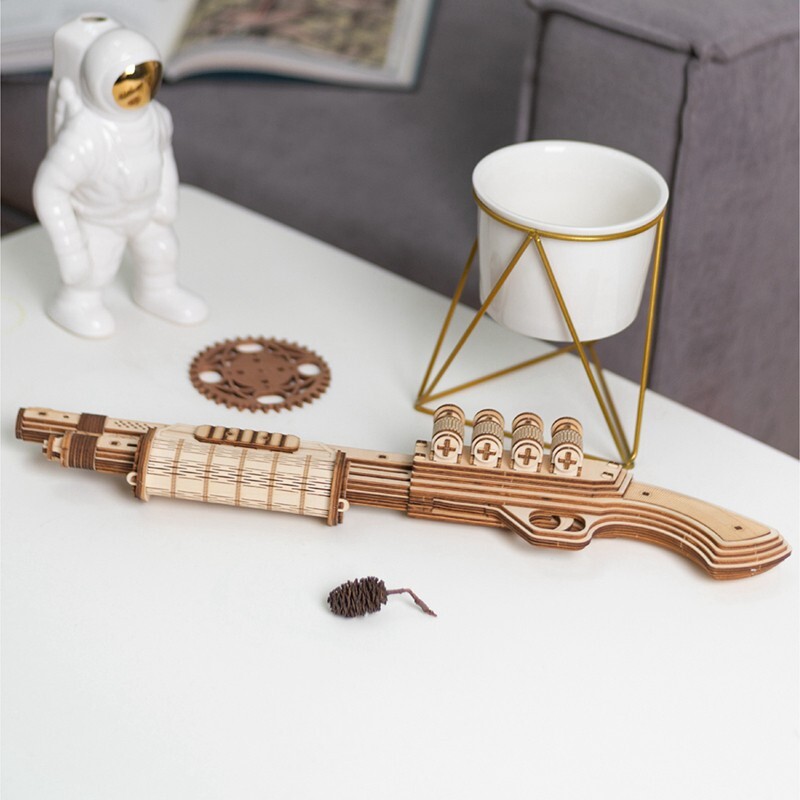 Terminator M870 Shotgun Gun 3D Wooden Puzzle DIY Building Model Xmas Gifts ROKR