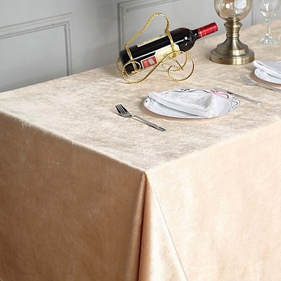 CHAMPAGNE 90"x132" Premium Velvet Rectangular Tablecloth Wedding Party Linens