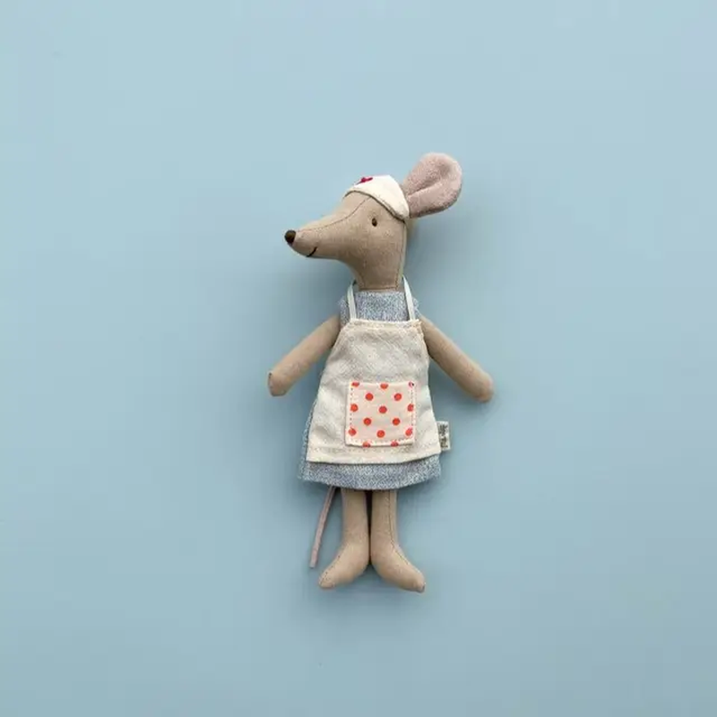 Tiny Nurse Mouse Cloth Toy Doll Little Mice Soft Plushies For Maileg Collection