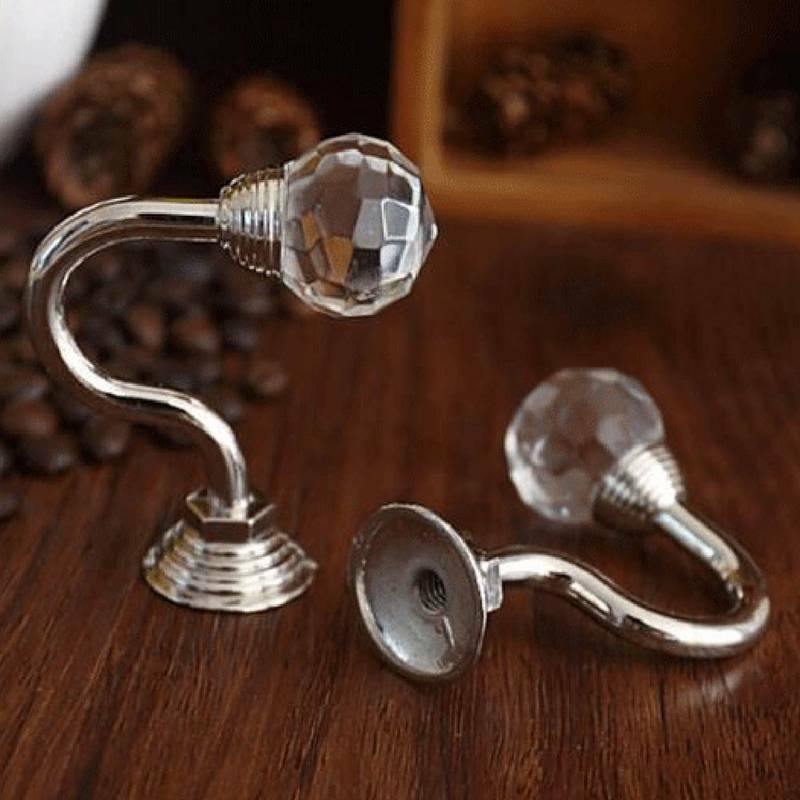 2 Metal Crystal Glass Curtain Holdback Wall Tie Backs Hooks Hanger