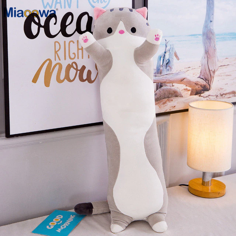 Soft Long Cat Plush Toys Stuffed Pause Office Nap Pillow Bed