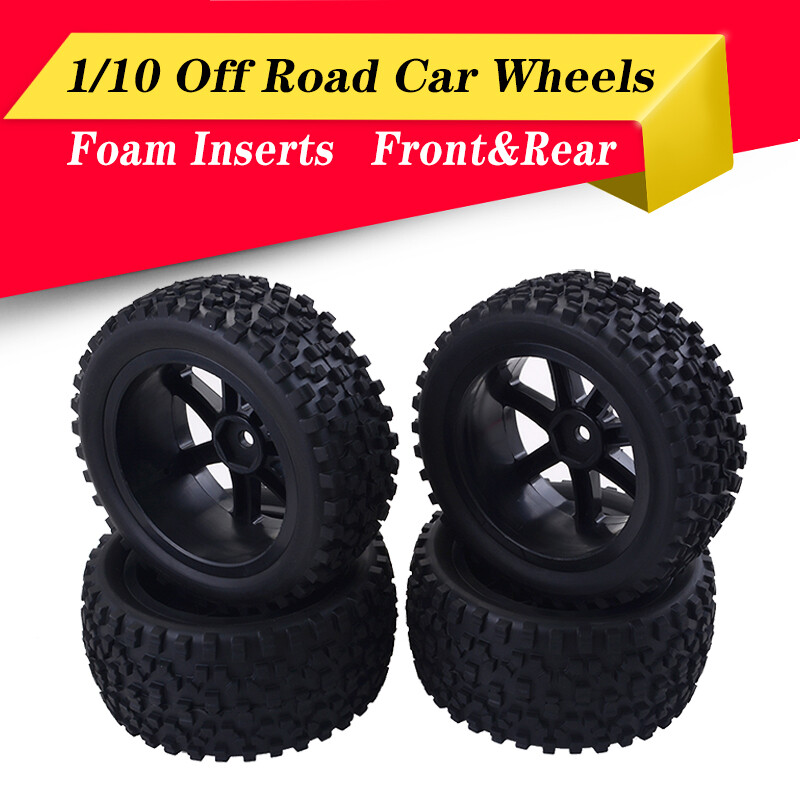 Tires Wheels Set 12mm Hex Hubs Foam Inserts for Redcat HSP Traxxas 1/10 RC Car