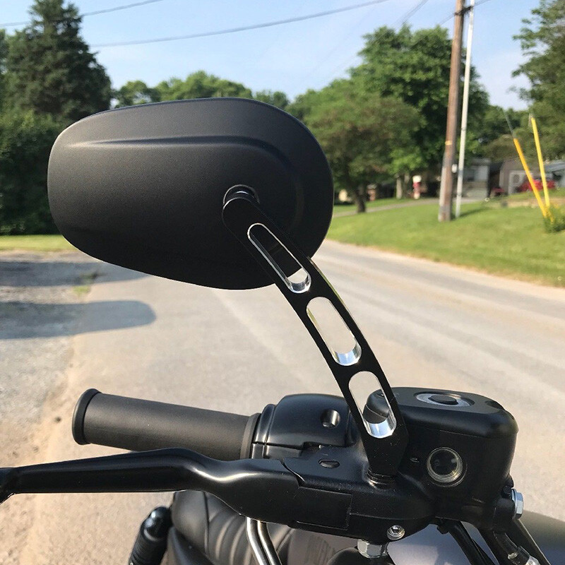 Black Motorcycle Rearview Side Mirror For Harley Road Glide Street