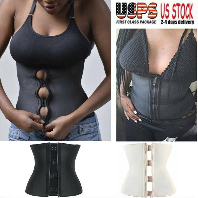 Fajas Colombianas Zip Latex Waist Trainer Weight Loss Cincher Slimming Corset