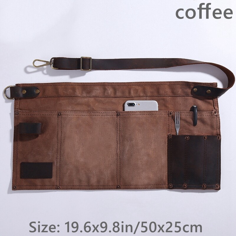1PC Half Short Apron Genuine Leather Waist Belt Tool Bag Multi Pocket Woodworker