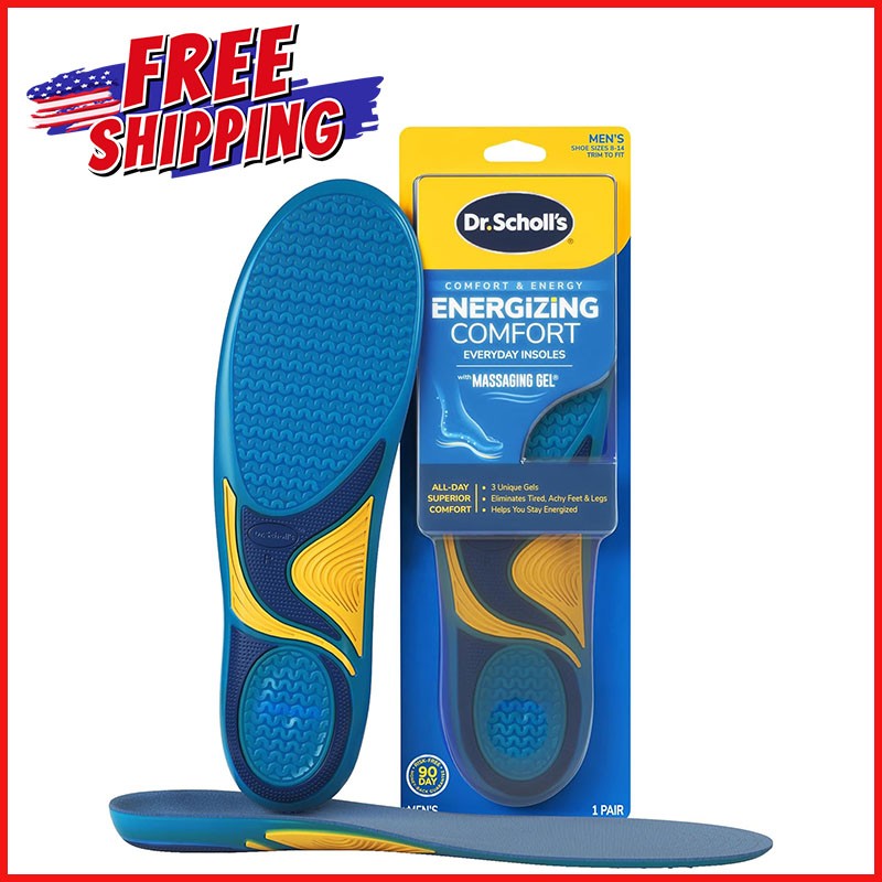 DR.SCHOLL'S ENERGIZING COMFORT MEN INSOLES Massaging Gel Shock Absorbing Support