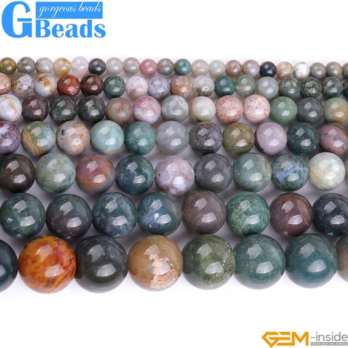 Indian Agate Beads Natural Gemstone Round Loose Beads for Jewelry Making 15