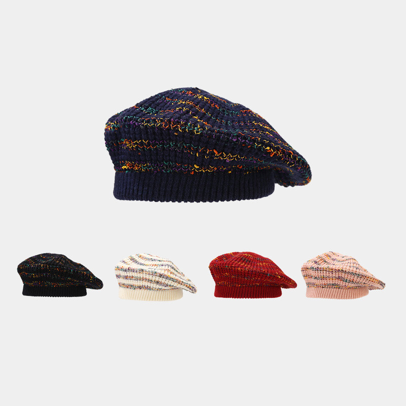 Women French Style Knit Beret Hat Winter Warm Soft Lightweight Beanie Cap
