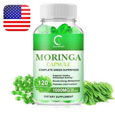 Moringa Leaf Organic Extract 1000mg Serving 100% Pure 120 Caps Immune Support US