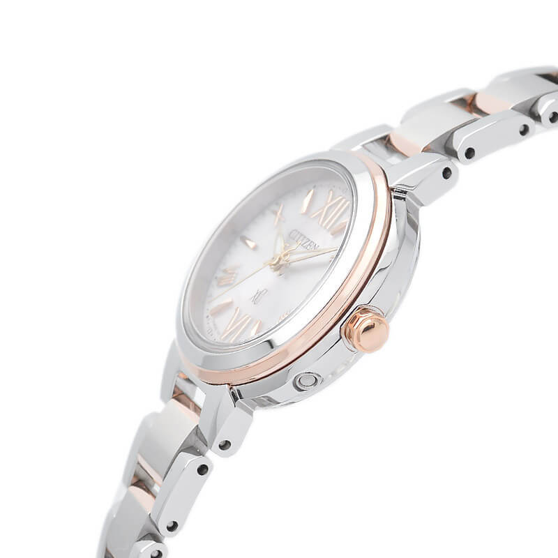 Pre-owned Citizen Xc Es9434-53w Basic Collection Eco-drive Radio Solar Watch Pink Silver