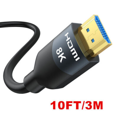 8K HDMI 2.1 Cable 6.6/10FT Certified Ultra High Speed HDMI Cable 48Gbps 3D Cord