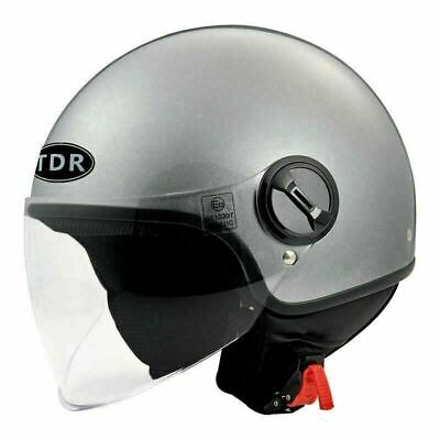 Motorcycle 3/4 Open Face Helmet with Clear Shield Visor Helmet - Gloss Gray AU | eBay