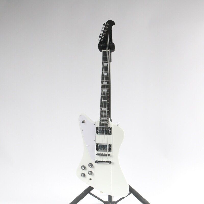 Left-Handed White Firebird Electric Guitar Hh Pickups White Pick Guard Factory