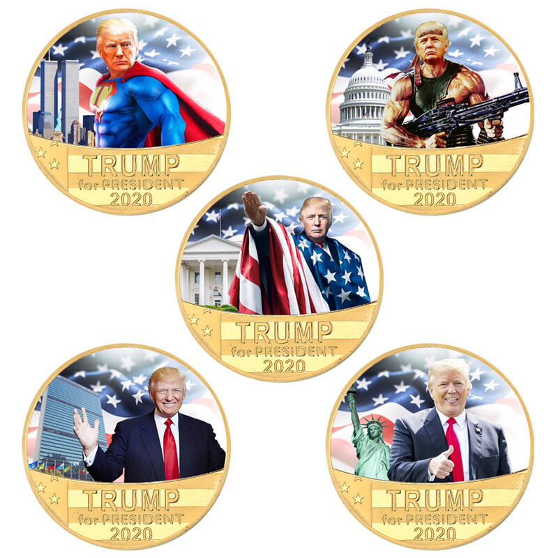 5 Designs Donald Trump 2020 Challenge Keep America Great Gold Coins Nice Gifts
