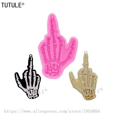 Skeleton Hand Keychain Mold Resin Polymer Cake Clay Jewelry Making Craft Molds 1