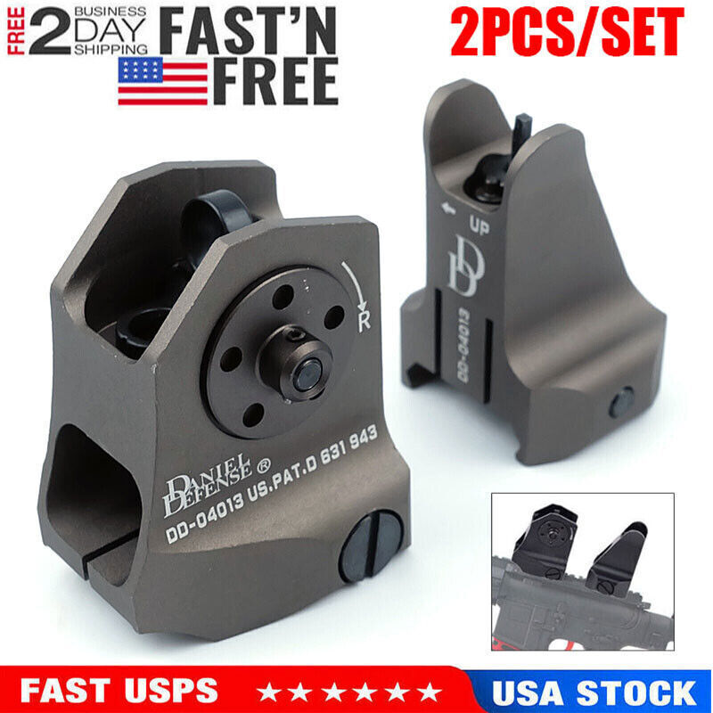 1 Pair Tactical Low Profile Metal Sights Folding Iron Front & Rear Set for DD