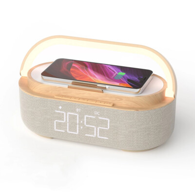 15W Wireless Charging-Bluetooth Speaker-FM Radio-Alarm Clock-Touch Lamp