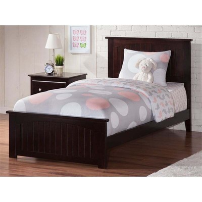 AFI Nantucket Twin XL Solid Wood Platform Bed with USB Charger in Espresso