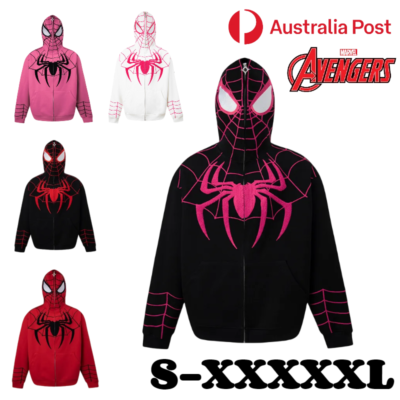 The Avengers Spider Man Zip Hoodie Face Mask Costume Jumper Sweatshirts Jacket