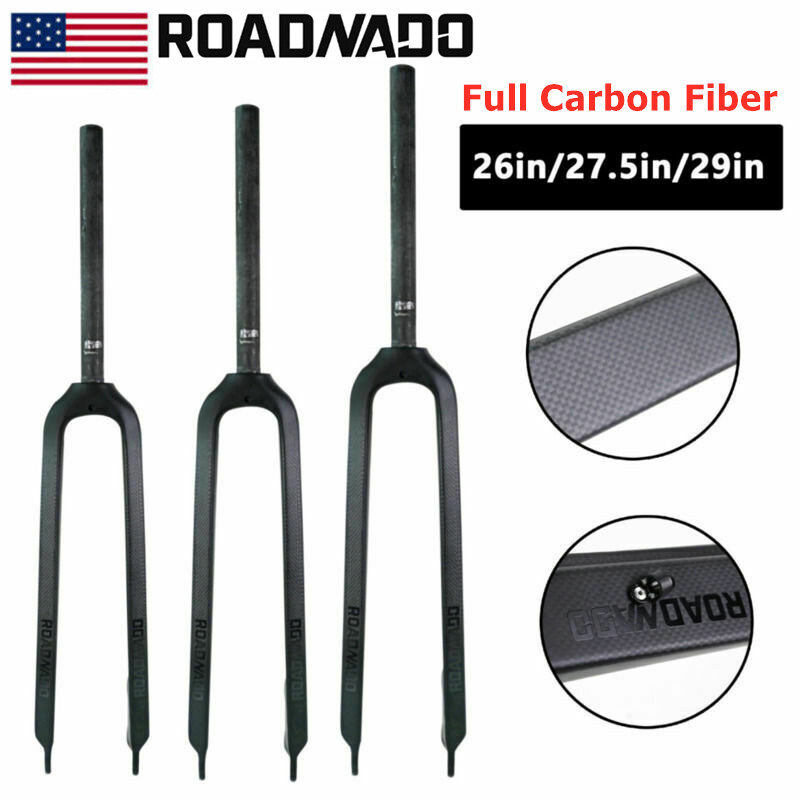 US STOCK MTB Bike Straight Front Fork 26ER Carbon Fiber Rigid Fork 27.5/29ER